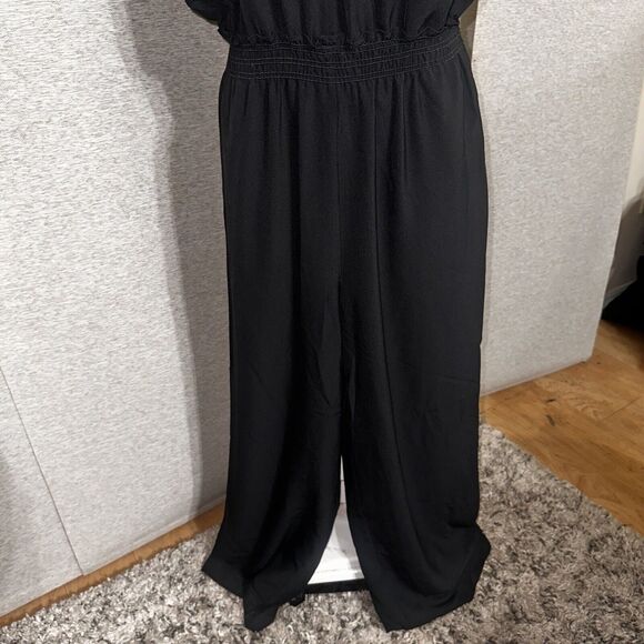 NEW MAX STUDIO Womens Black Halter Sleeveless V Neck Tunic Jumpsuit Sz Small NWT - Picture 4 of 12